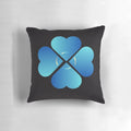 Plush heart-shaped pillow in black and white color with floral design