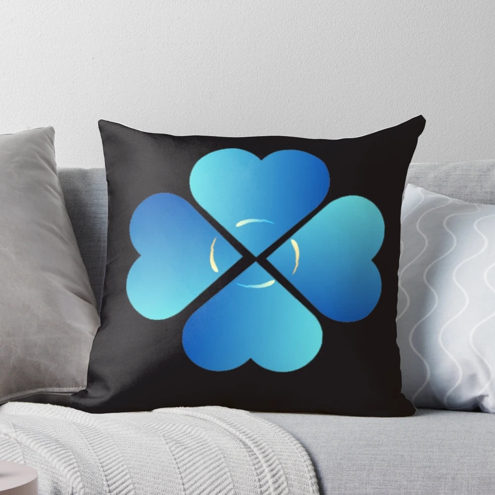 Plush heart-shaped pillow in black and white color with floral design