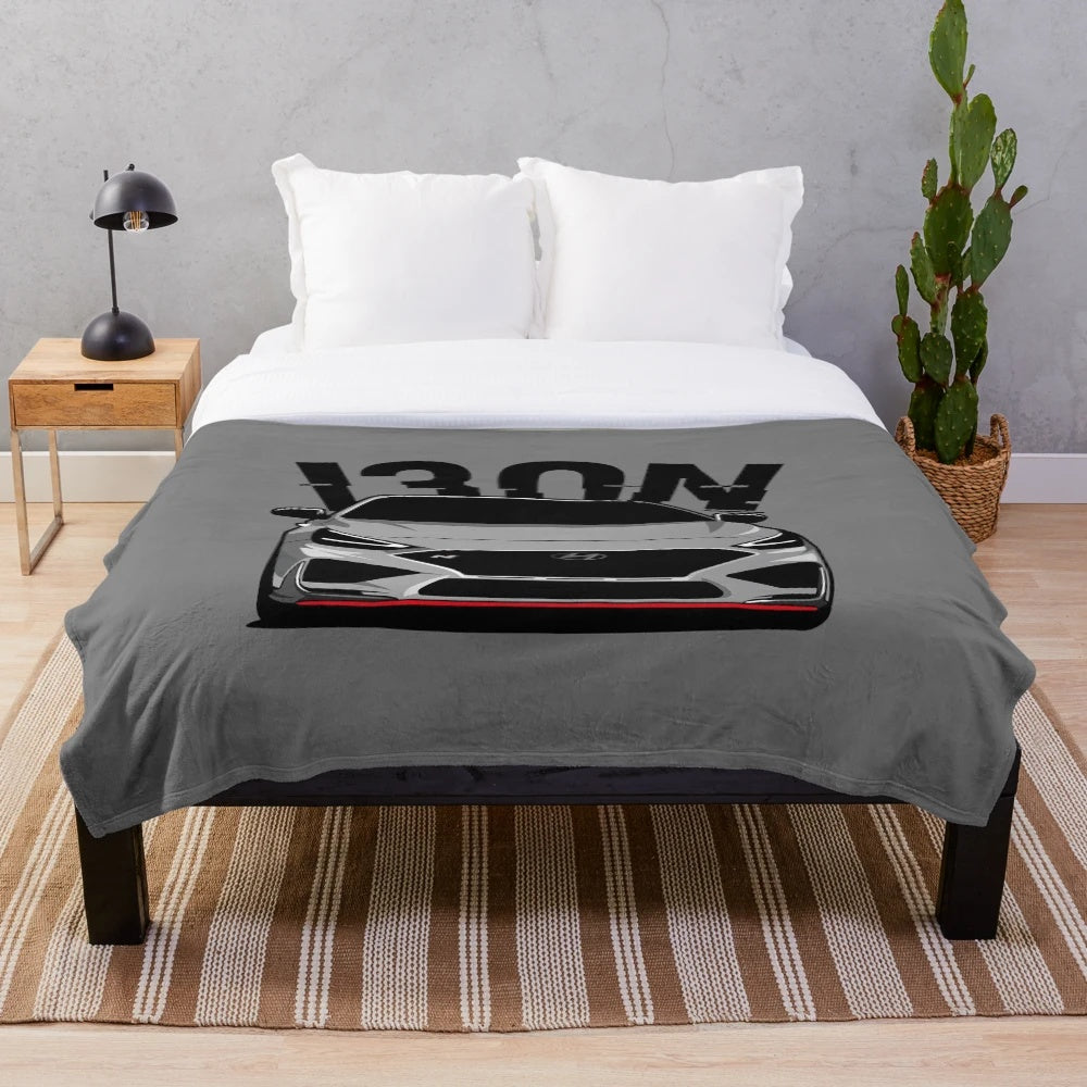 Hyundai i30N-inspired plush blanket in shadow grey color