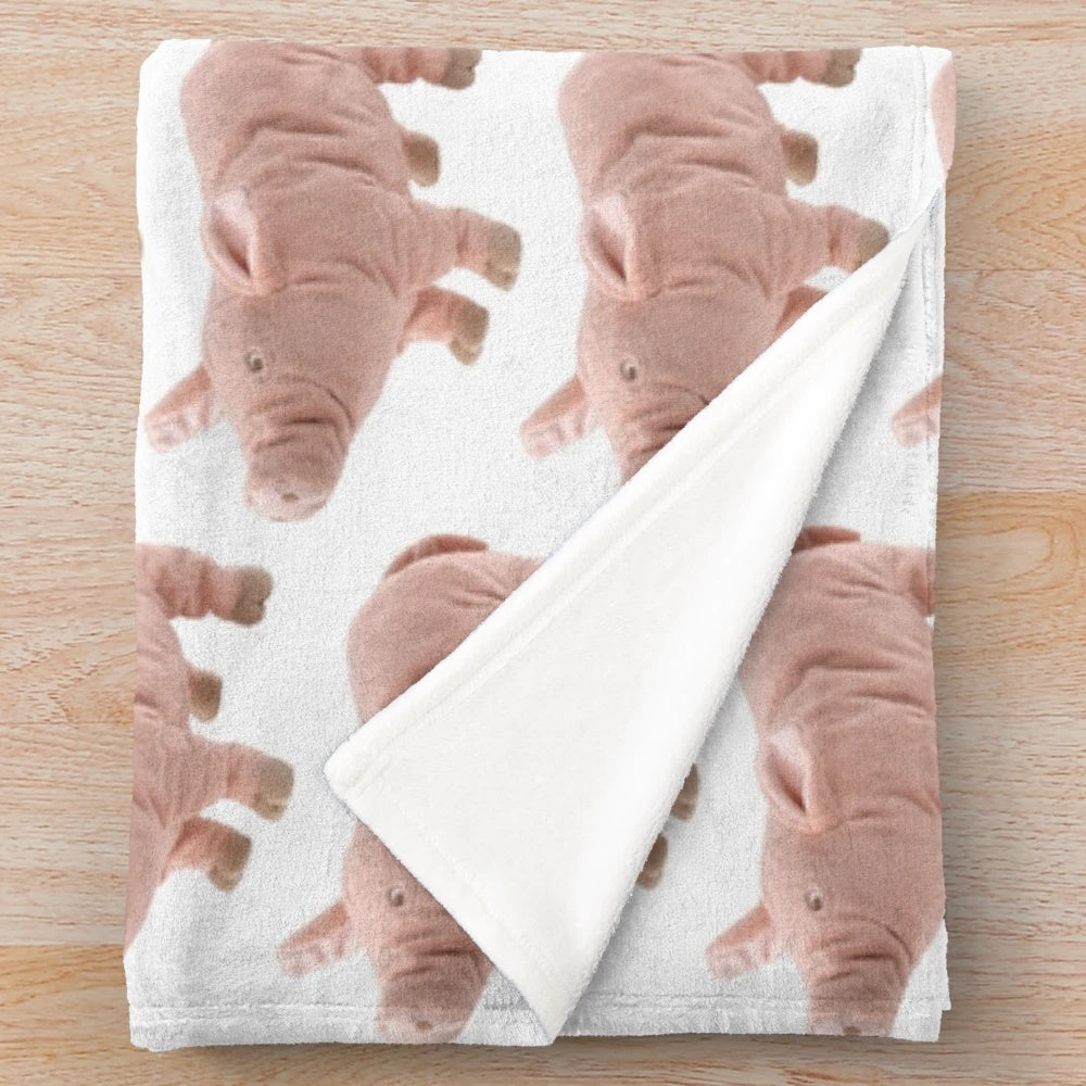 Soft and cuddly ikea-inspired plush blanket featuring a cute pig design