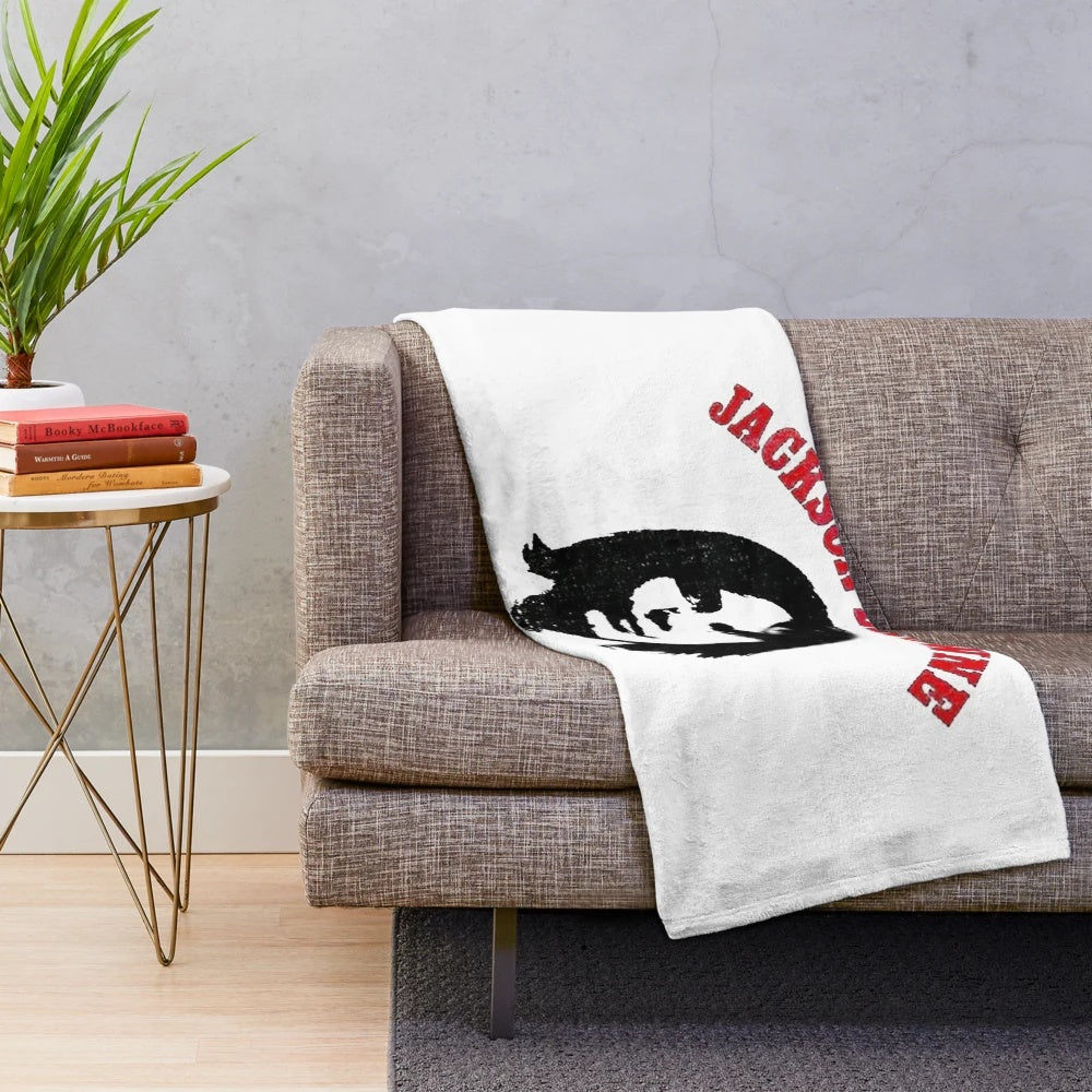 Jackson Browne inspired plush blanket featuring the artist's name and Los Angeles design