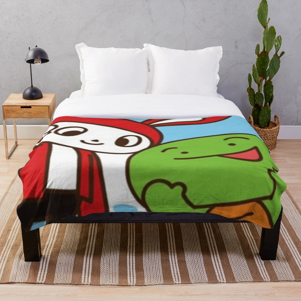 Soft and cozy plush blanket featuring the characters JJ and Mikey from the popular Maizen YouTube channel