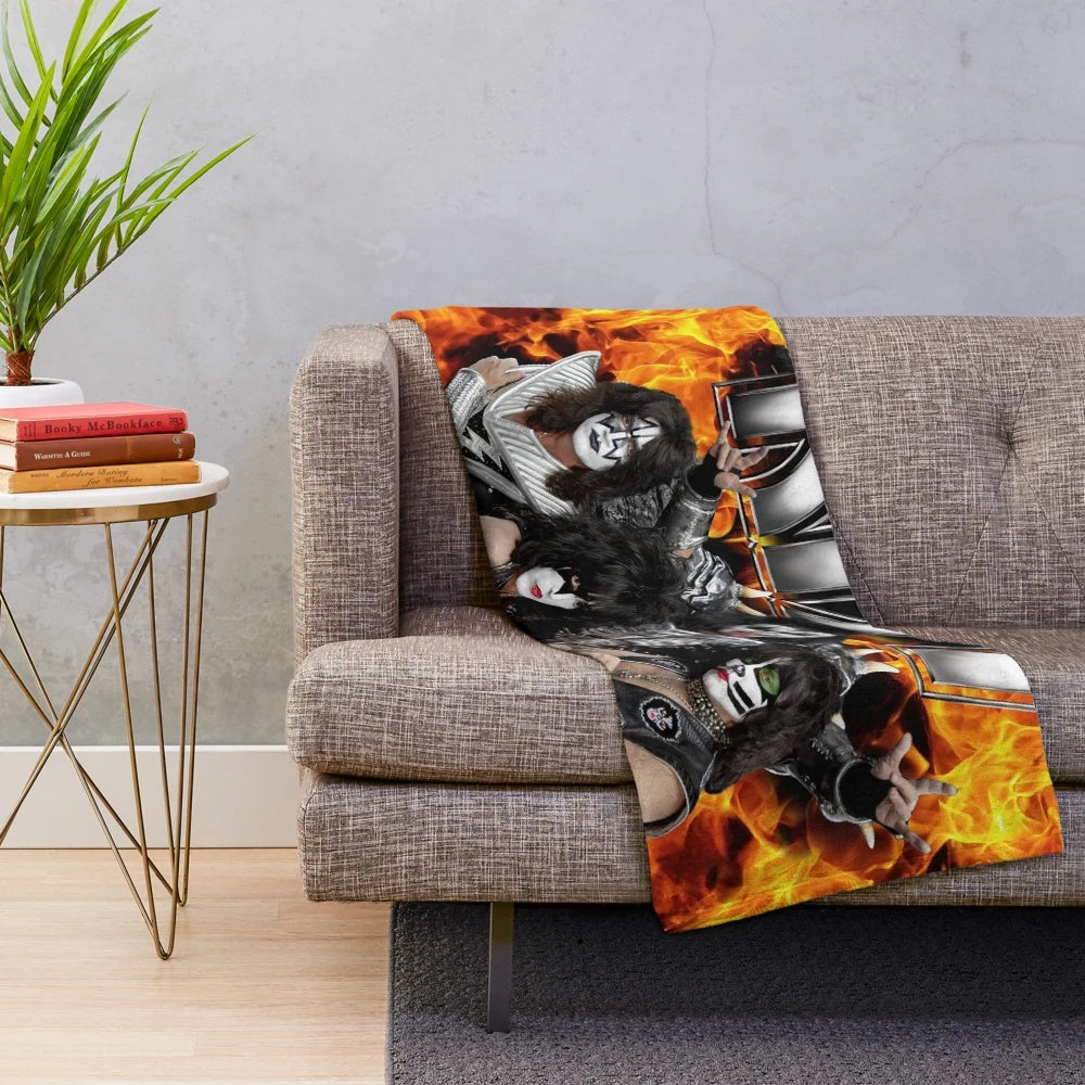 KISS plush blanket with band logo and members