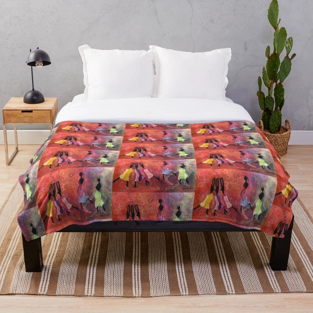 Pastel-colored plush blanket with floral design