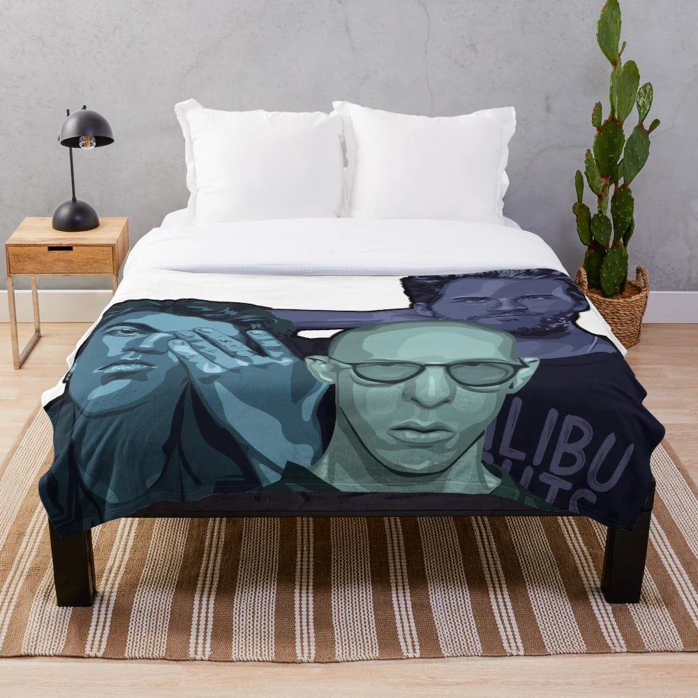LANY-inspired moon plush blanket in soft blue, green, and turquoise colors