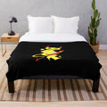A soft and plush blanket featuring the Lemon Demon logo and design