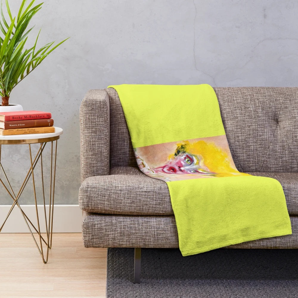 Lemon-colored plush blanket