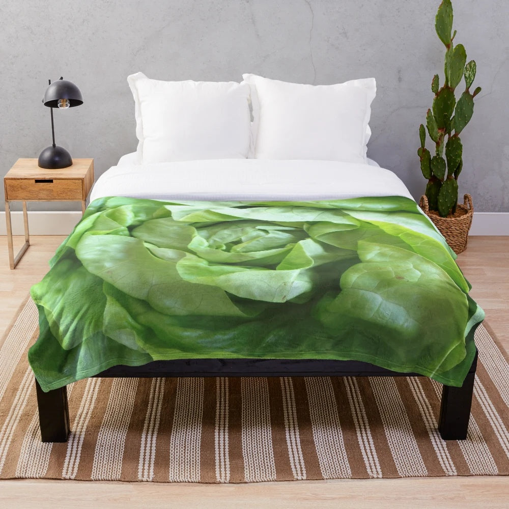 Soft and plush lettuce-themed blanket for home decor