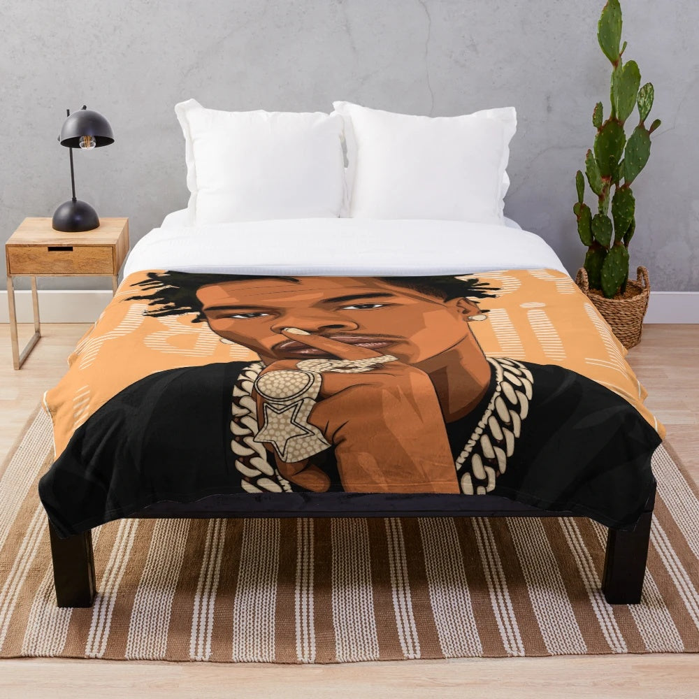 Lil Baby plush blanket with the rapper's likeness