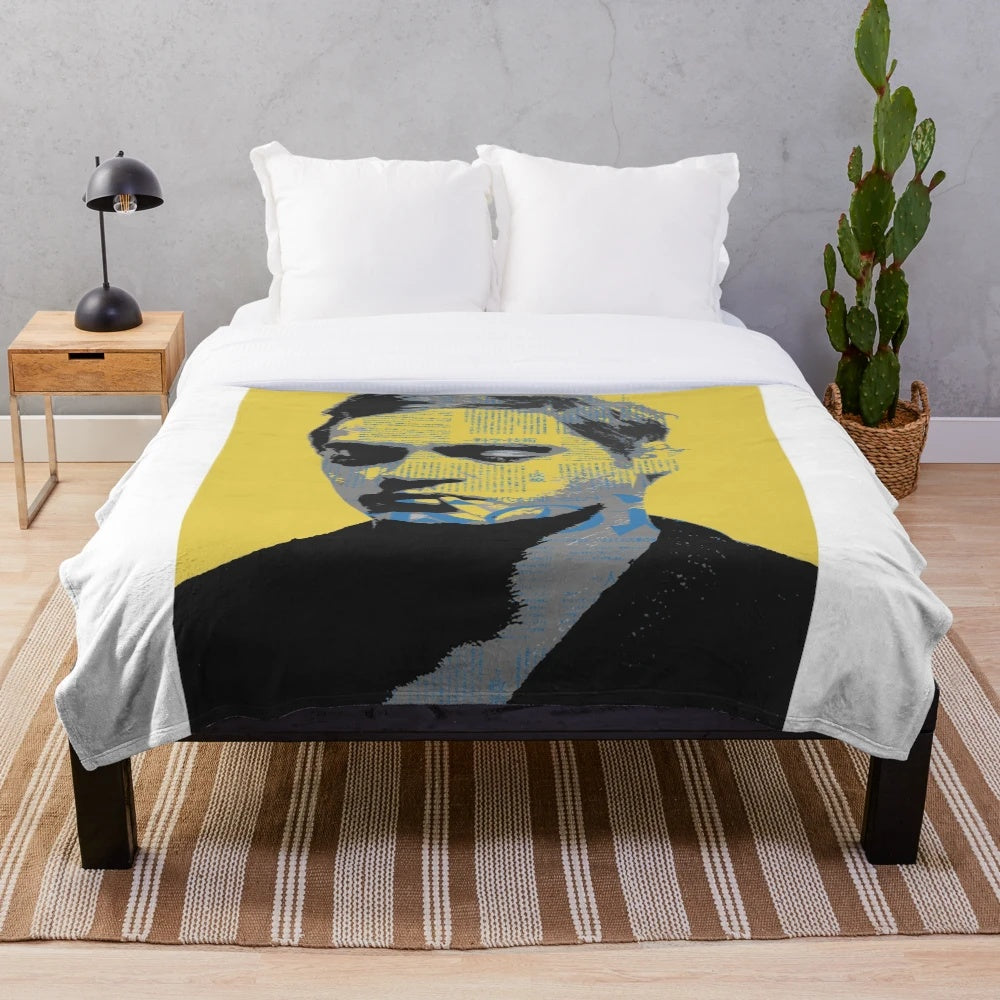 Soft and cozy plush blanket with a lithium-inspired design