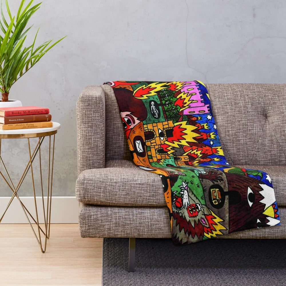 Soft and comfortable LNOTGY plush blanket featuring the band's logo and artwork