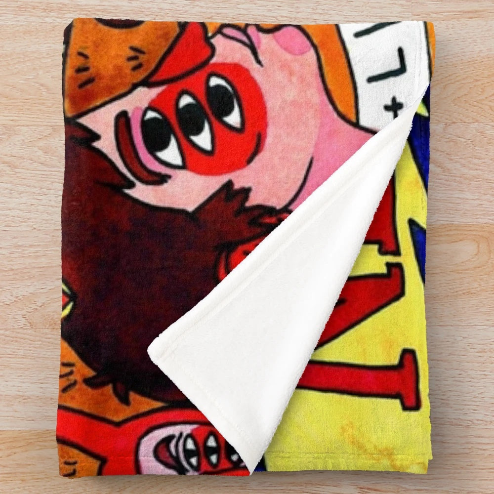 Soft and comfortable LNOTGY plush blanket featuring the band's logo and artwork