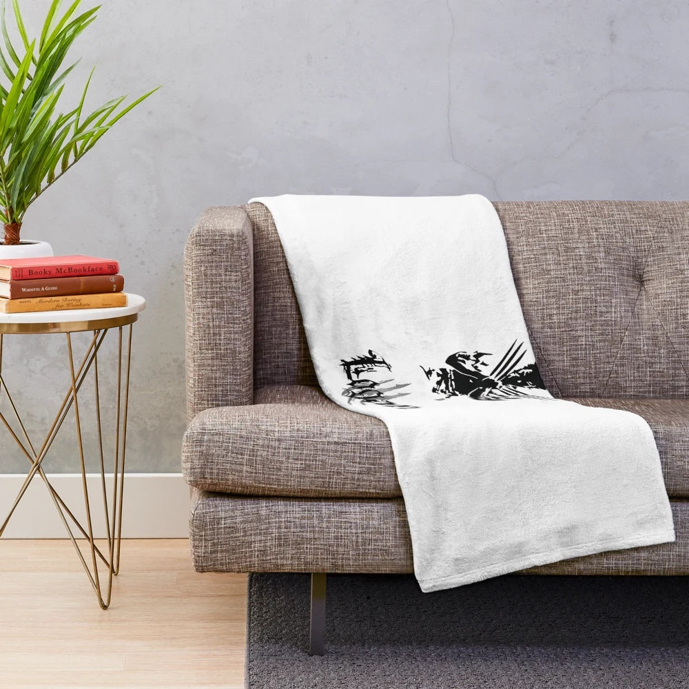 Soft and plush logan-themed blanket for Marvel fans