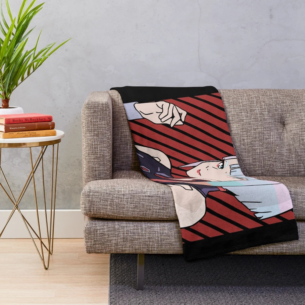 Lucy inspired plush blanket for cyberpunk edgerunners fans