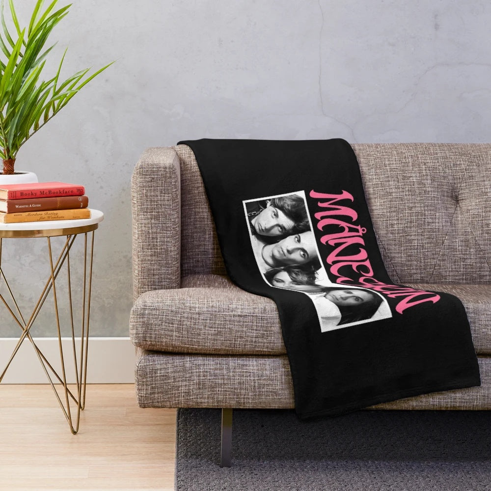 Maneskin-inspired plush blanket with the band's logo and name