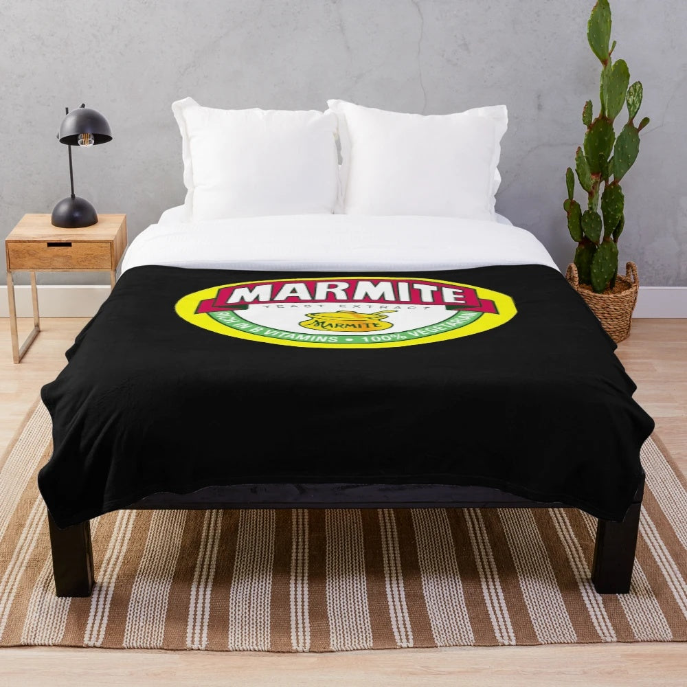 Marmite logo yeast plush blanket