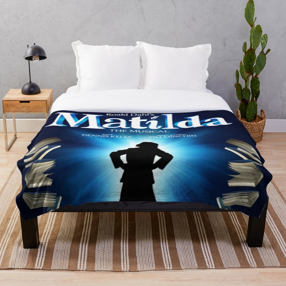 Plush blanket featuring a minimalist Matilda movie design