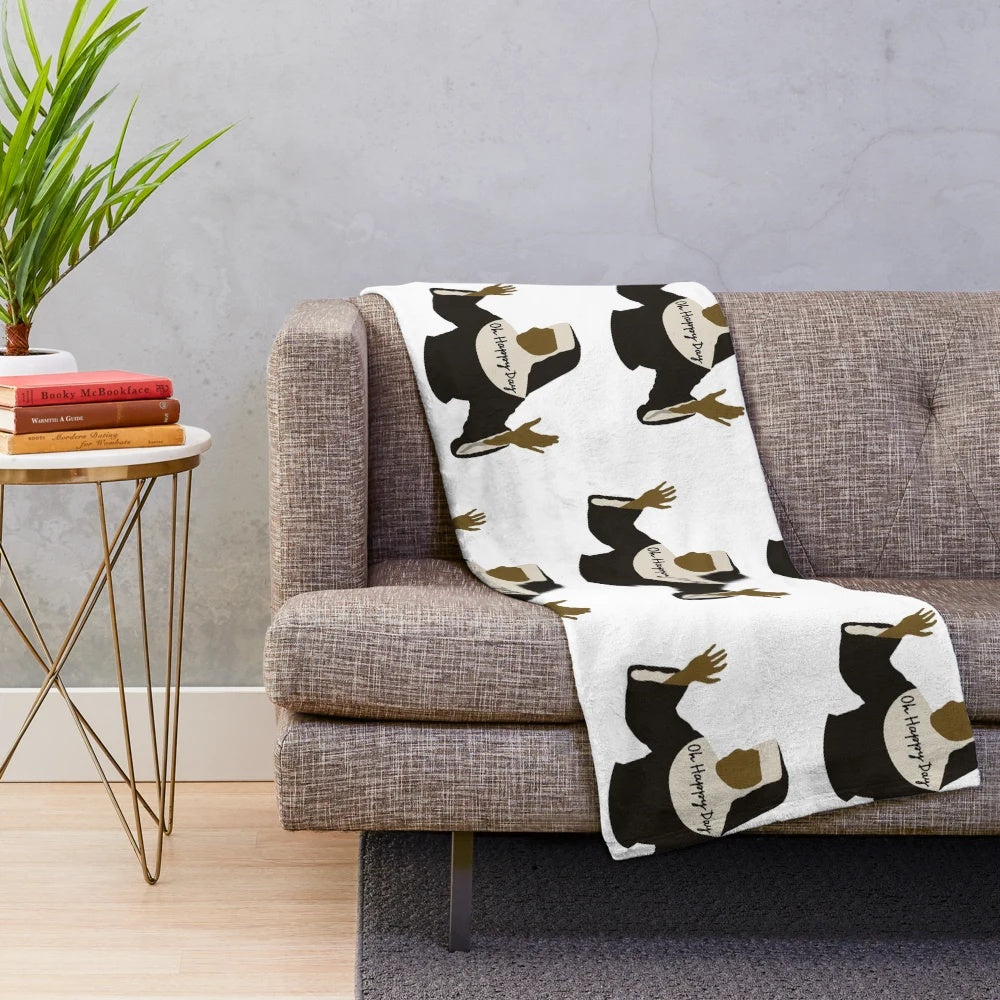 Oh Happy Day themed plush blanket