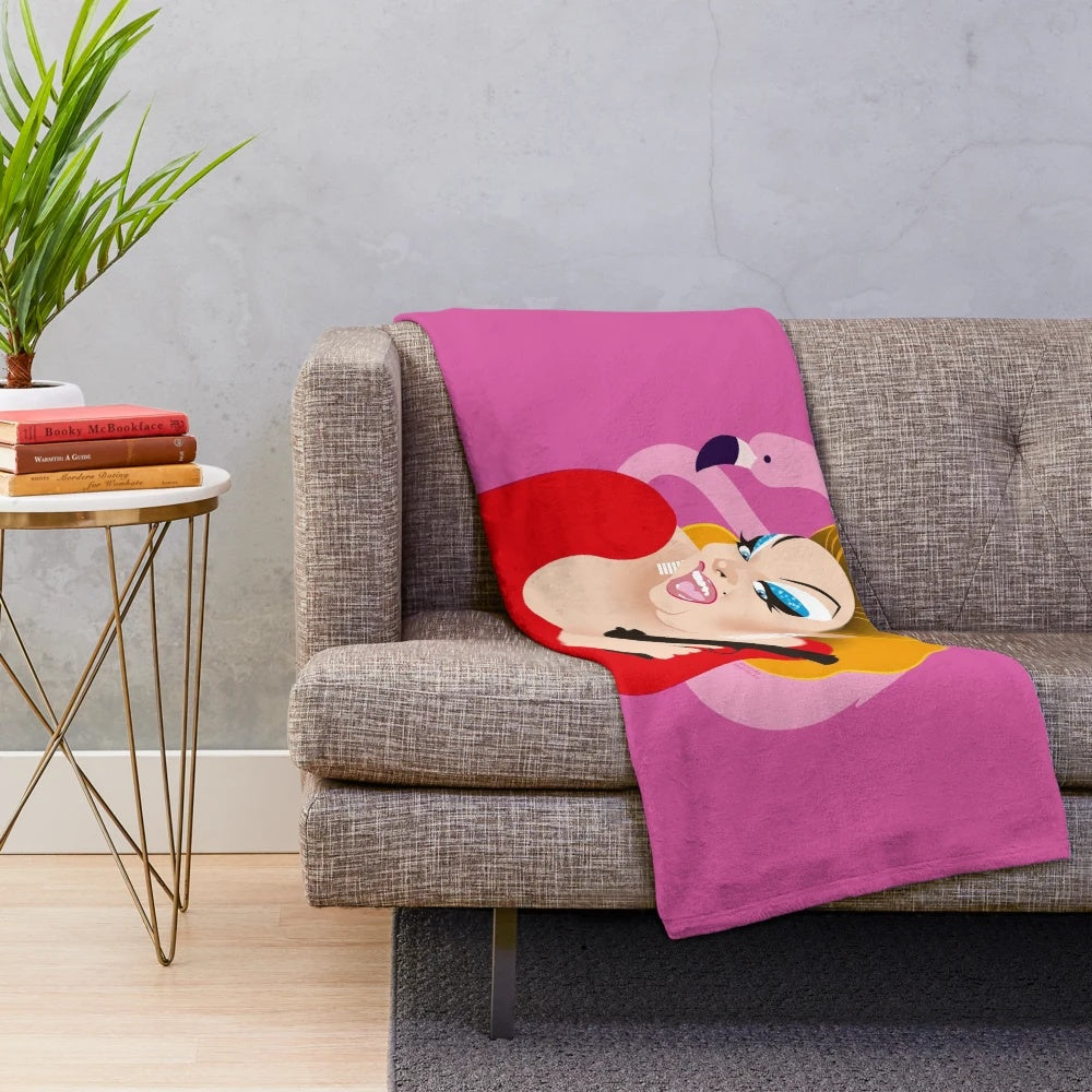 Soft and plush pink flamingo-themed blanket for cozy and quirky home decor