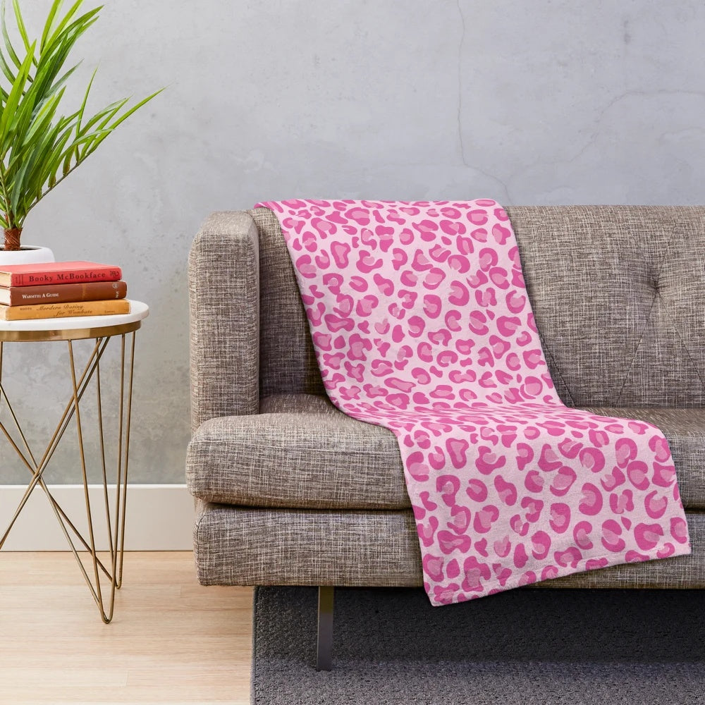 Pink Leopard Print Plush Blanket