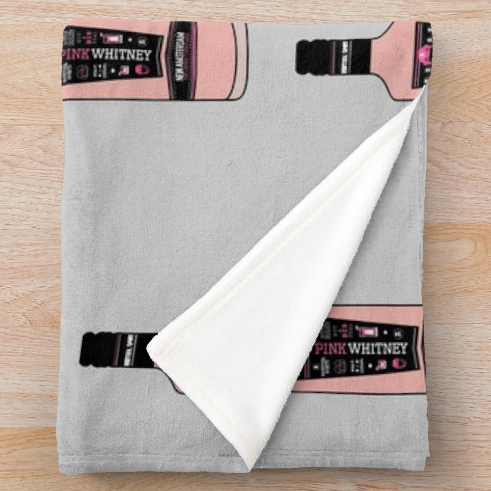 Pink plush blanket with Barstool Sports logo