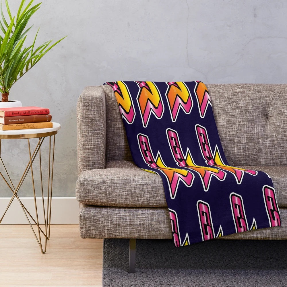 Pink plush blanket with motorcycle design