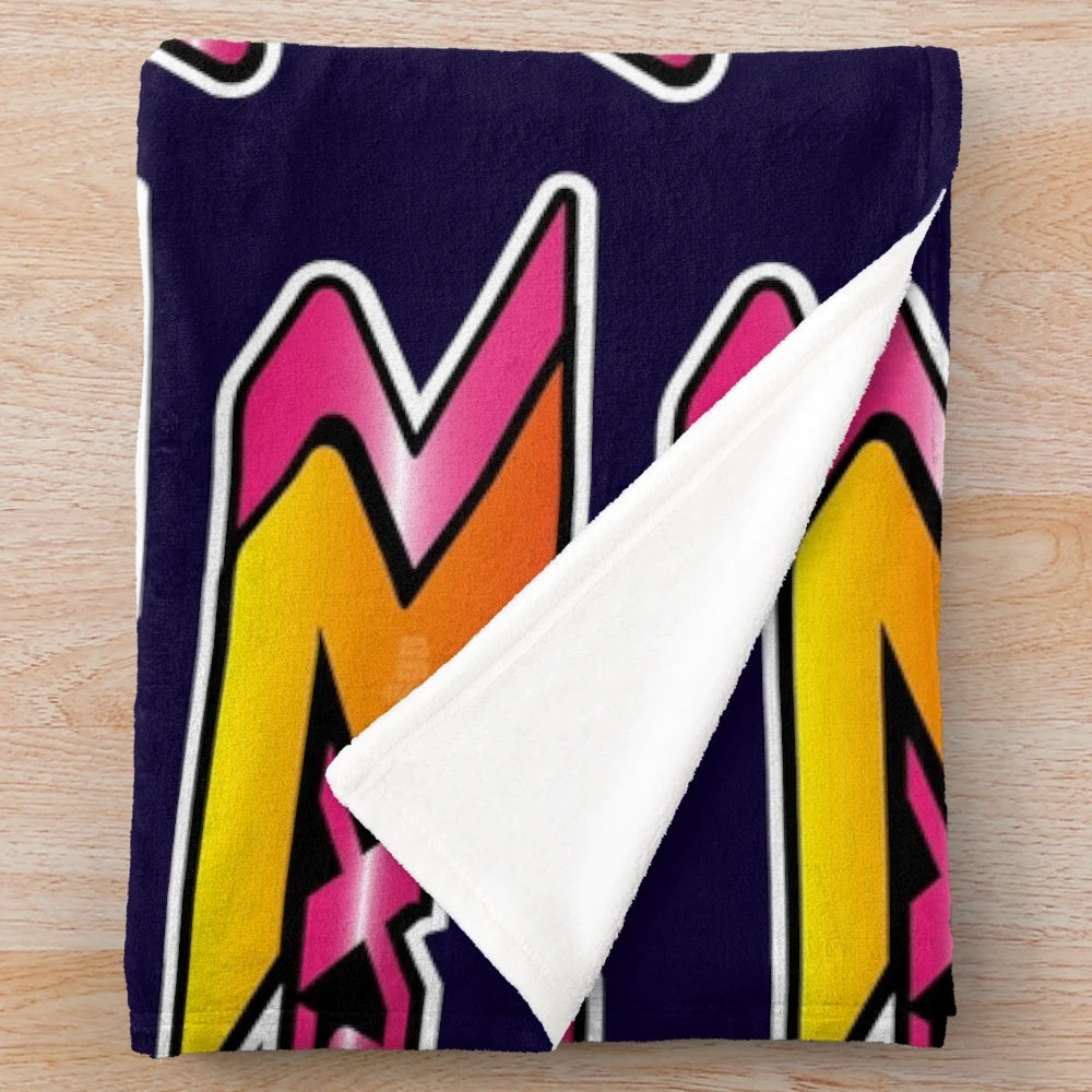 Pink plush blanket with motorcycle design