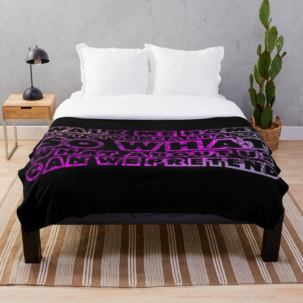 Pink plush blanket featuring P!nk song lyrics