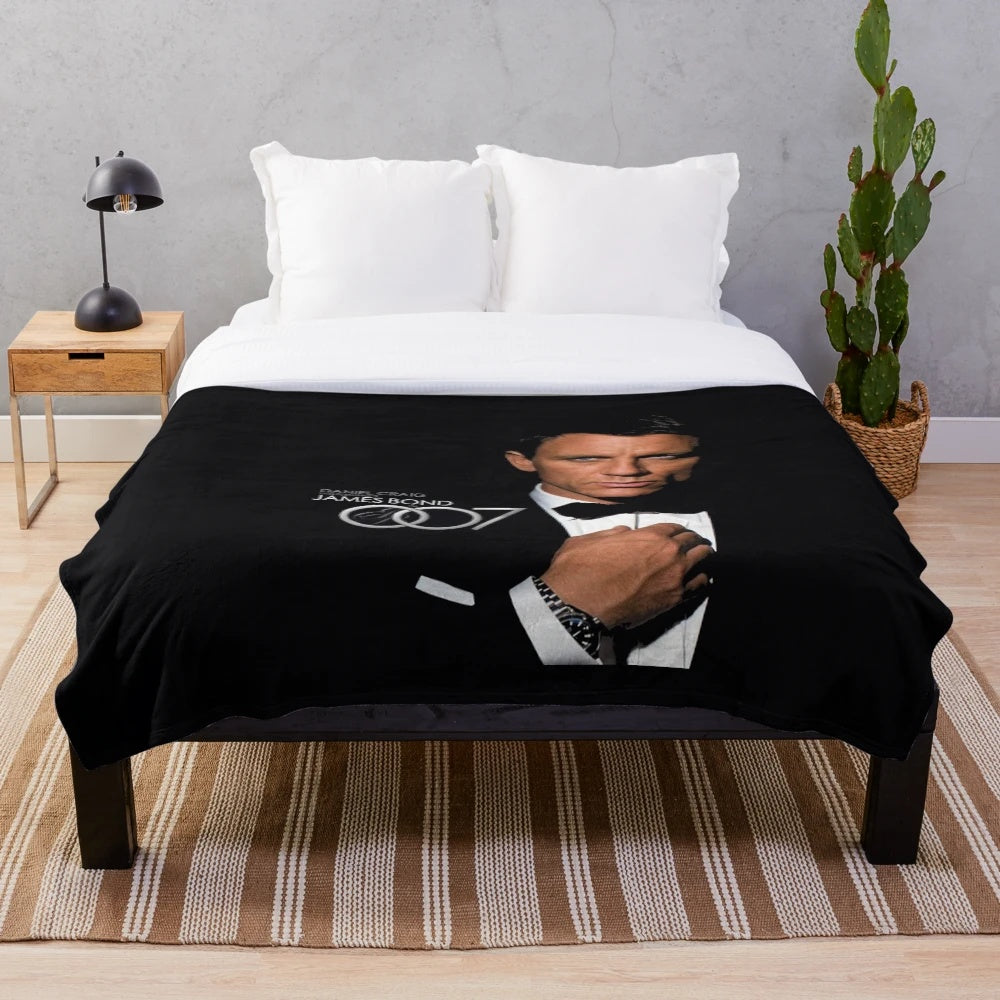 Soft and plush blanket with a stylish design inspired by Daniel Craig