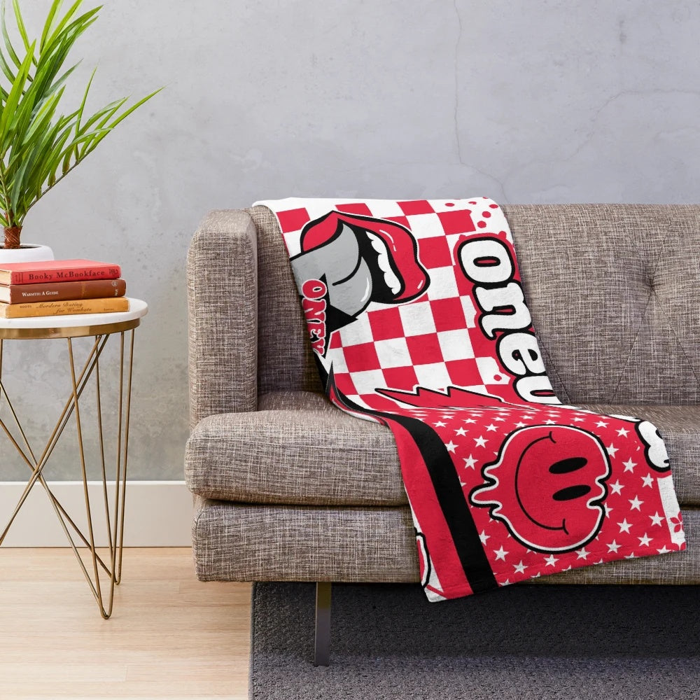 Soft and cozy plush blanket with a variety of trendy patterns and designs