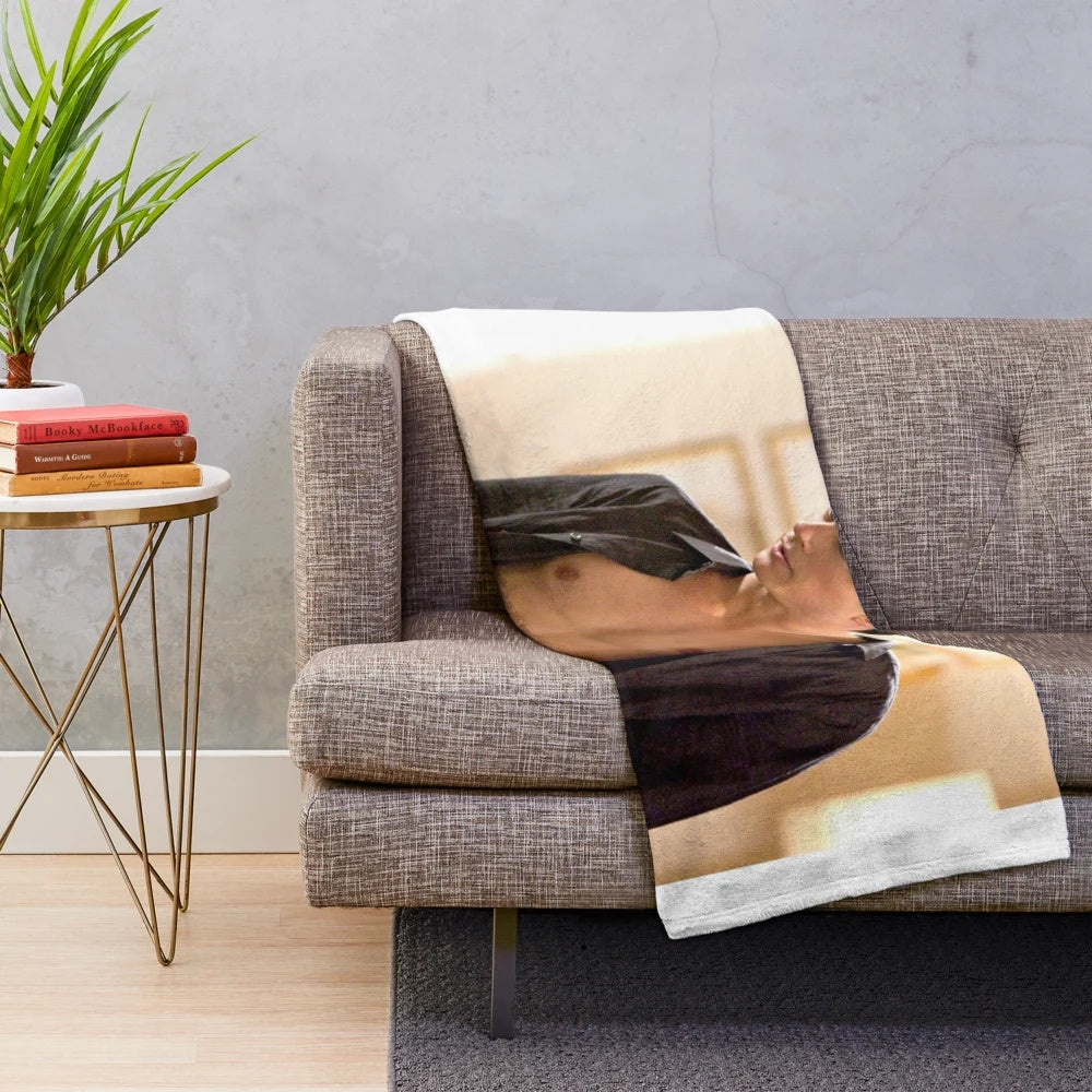 Plush blanket featuring hot damon scene from vampire diaries