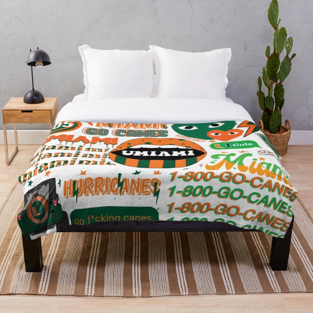 Soft and plush blanket in the colors of the Miami Canes