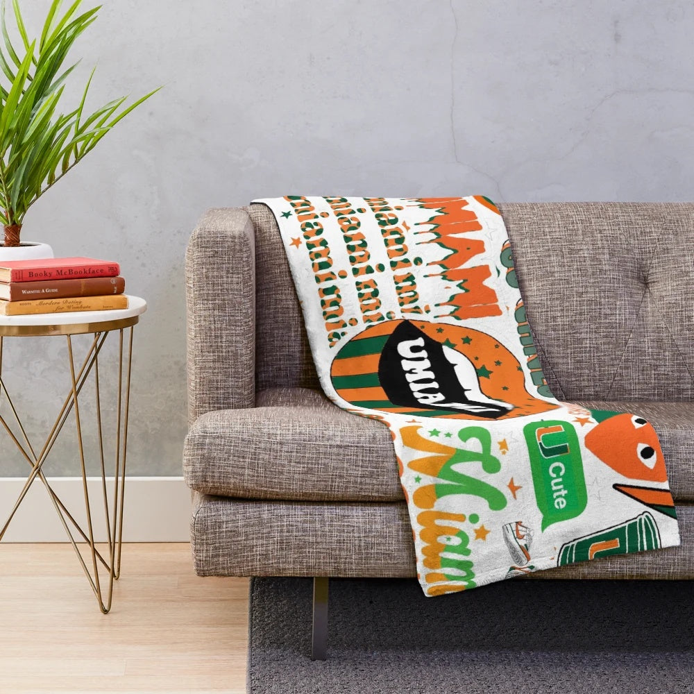 Soft and plush blanket in the colors of the Miami Canes