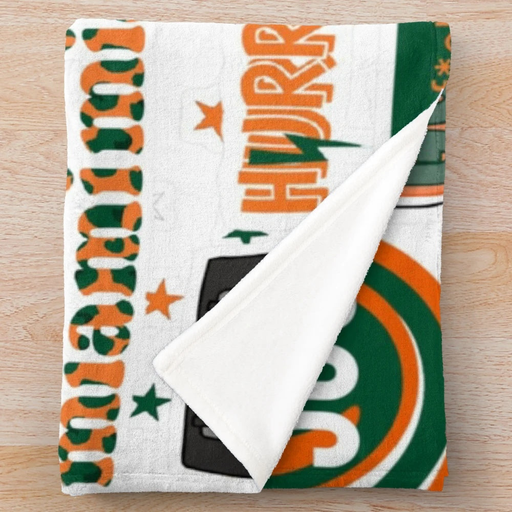 Soft and plush blanket in the colors of the Miami Canes