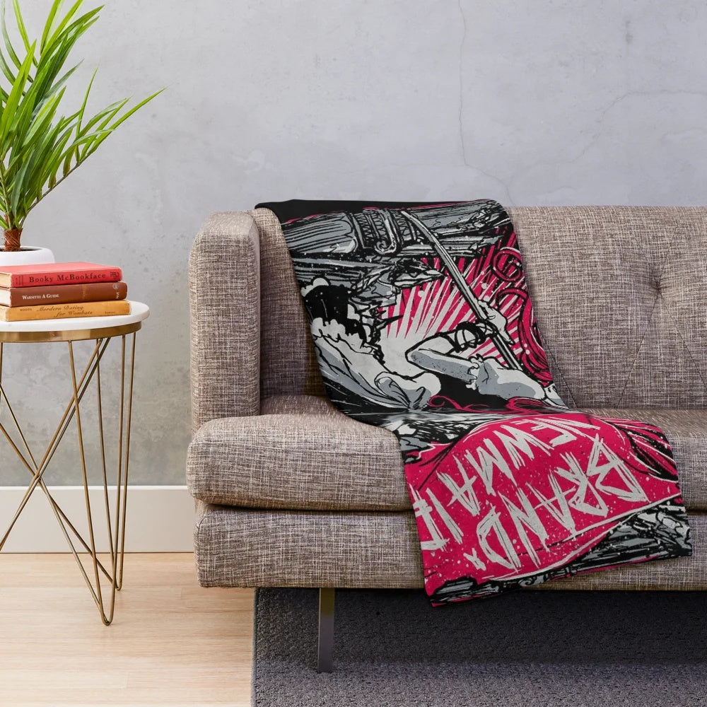Soft and plush blanket featuring a music-inspired design