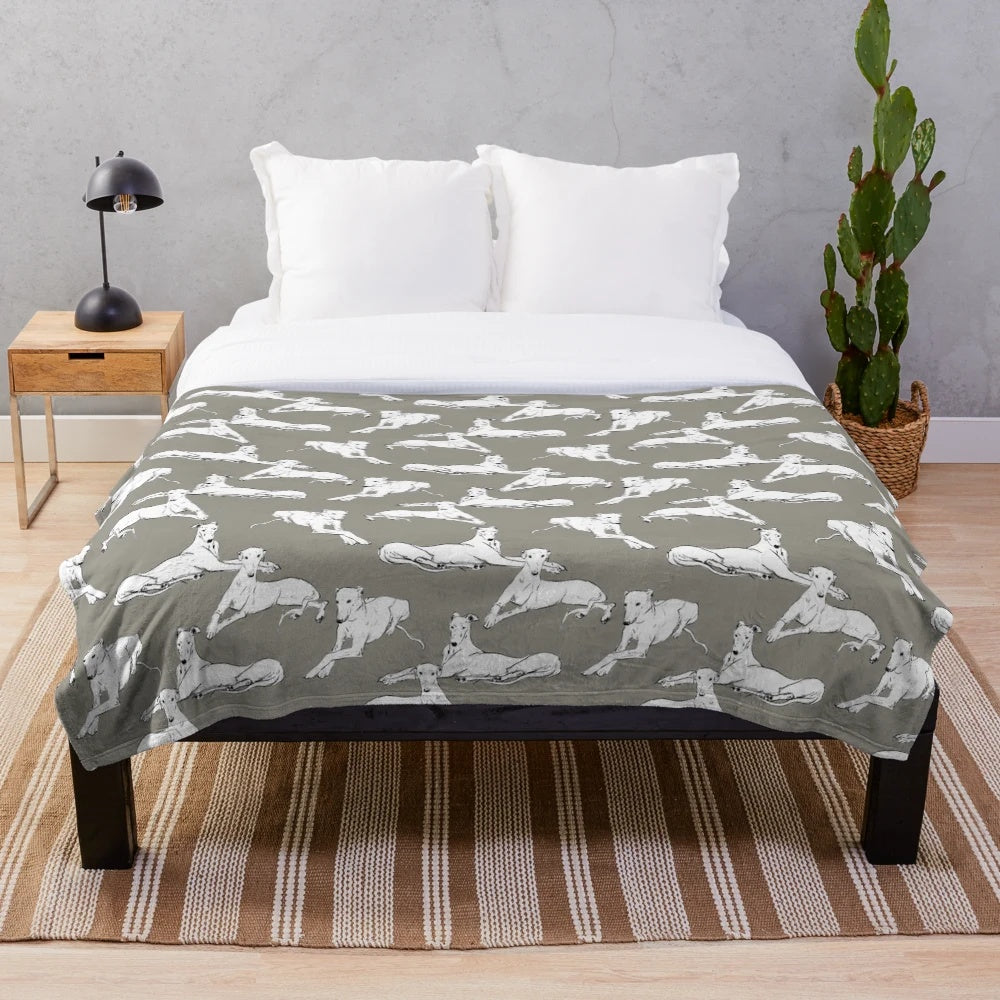 Relaxing plush blanket with sighthound breed print