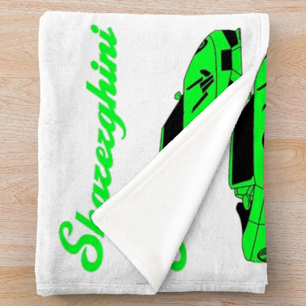 Plush blanket with Sharerghini car design