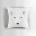 Soft and plush pillow featuring the fluffy winter coat of a polar fox, perfect for wildlife photography fans