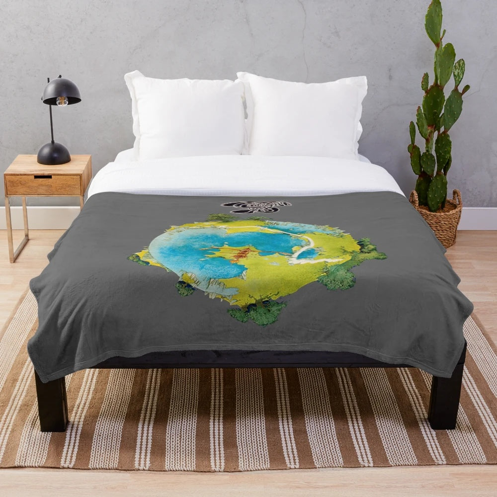 Plush blanket with a progressive rock band design