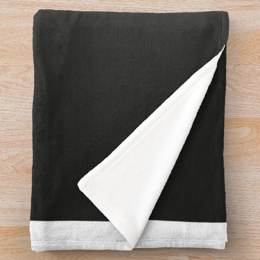 Plush black and white PSG-themed blanket