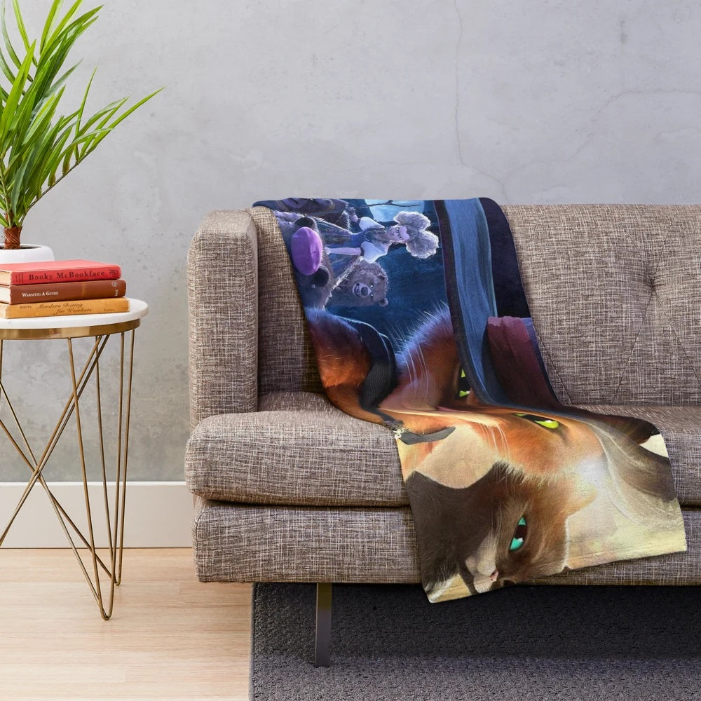 Soft and plush Puss in Boots themed blanket