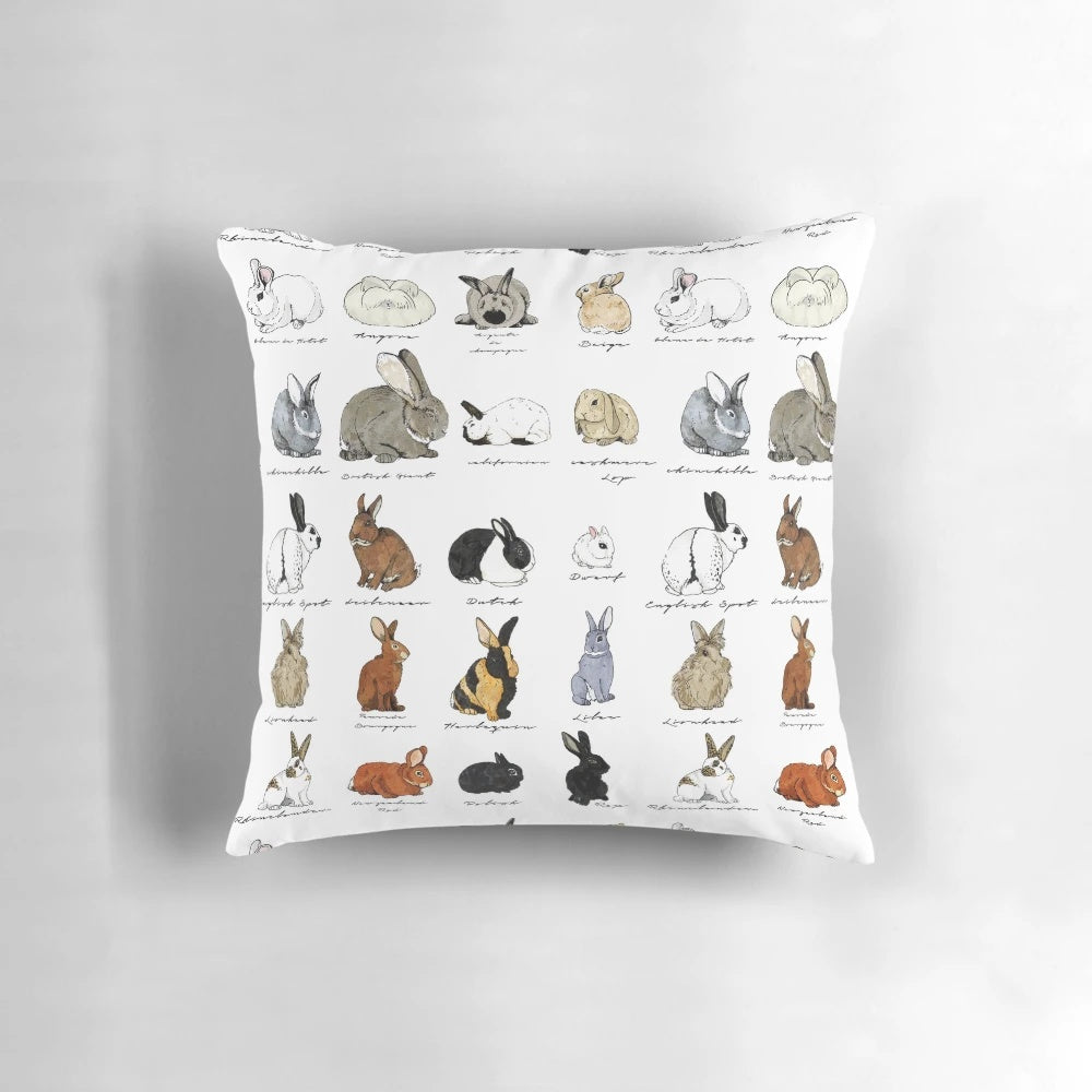 Soft and plush rabbits pillow in a patterned design, perfect for adding a touch of cuteness to any room.