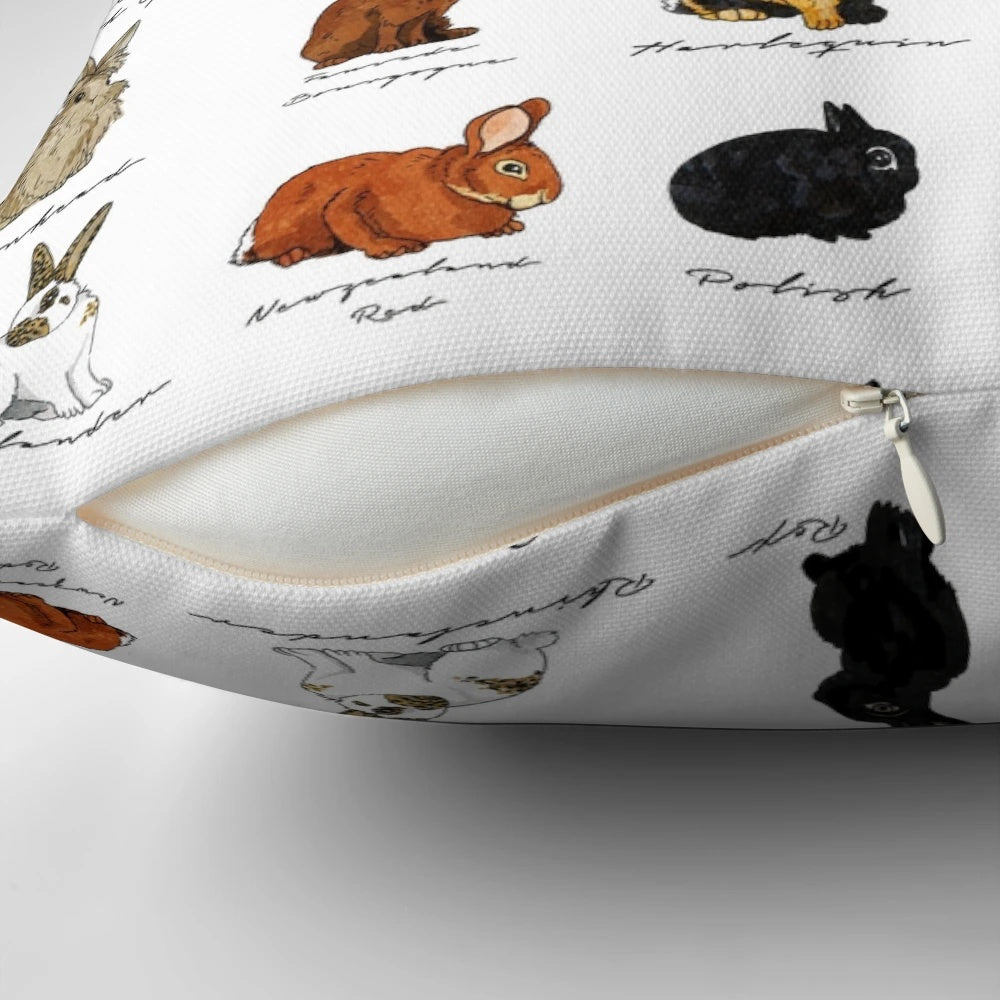 Soft and plush rabbits pillow in a patterned design, perfect for adding a touch of cuteness to any room.
