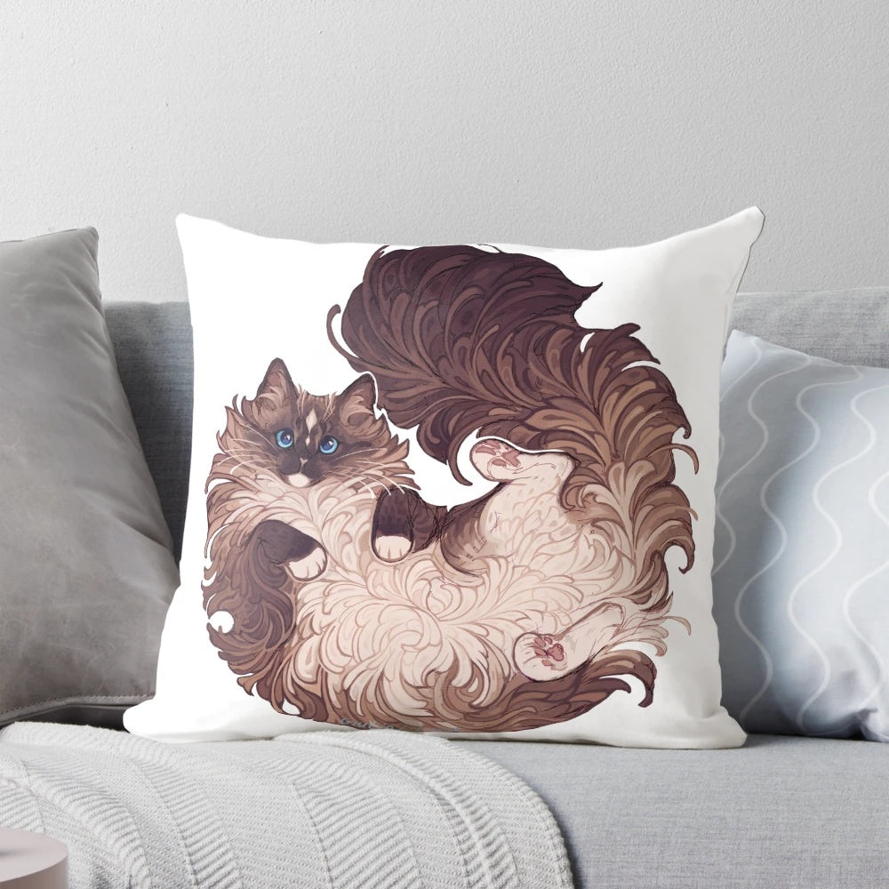 Plush Ragdoll Cat Pillow - Soft and Comfortable Pet Cushion