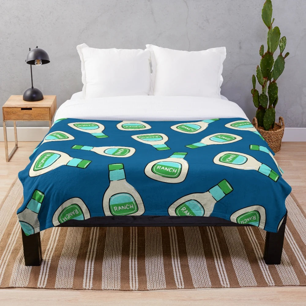 Soft and plush blue ranch-themed blanket