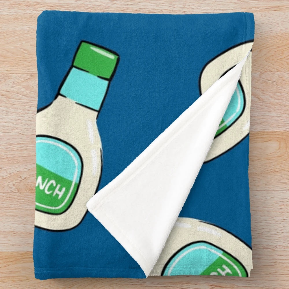 Soft and plush blue ranch-themed blanket