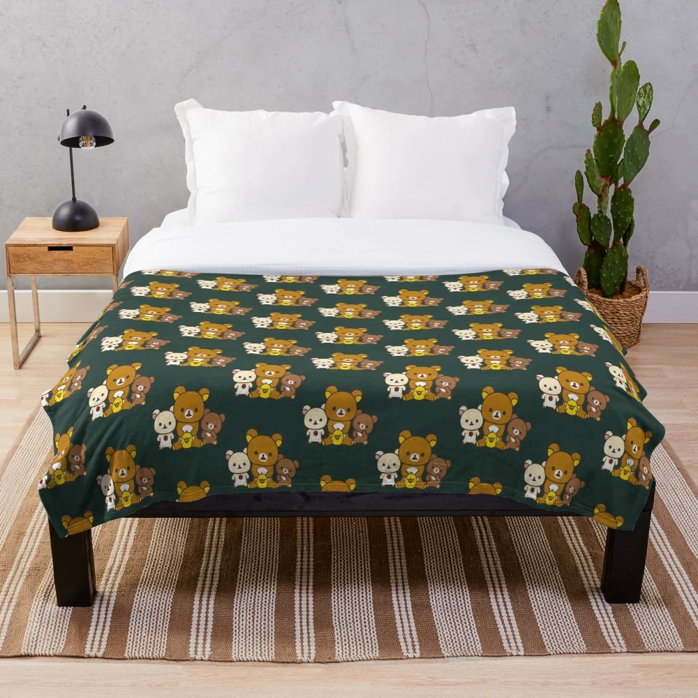 Rilakkuma-themed plush blanket with a soft, cozy design