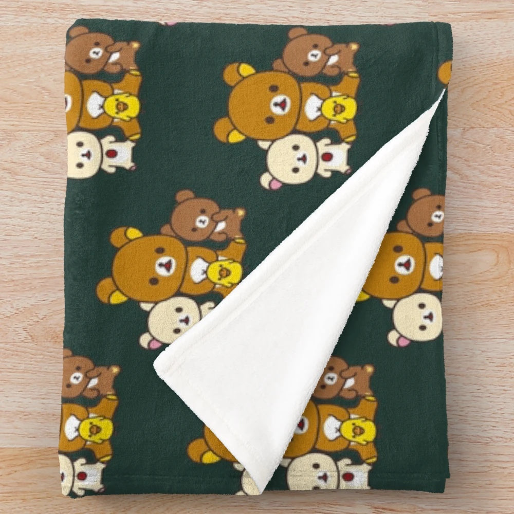 Rilakkuma-themed plush blanket with a soft, cozy design