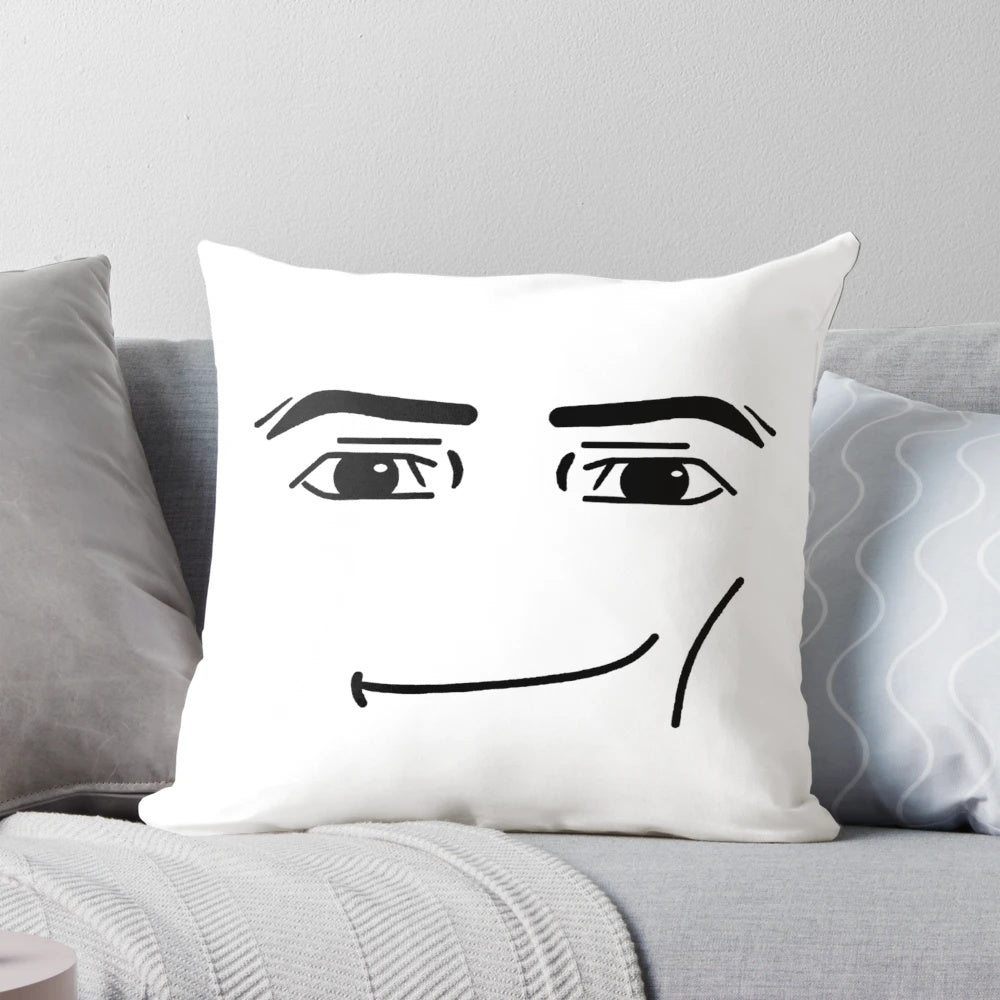 Soft, plush Roblox-inspired character face pillow