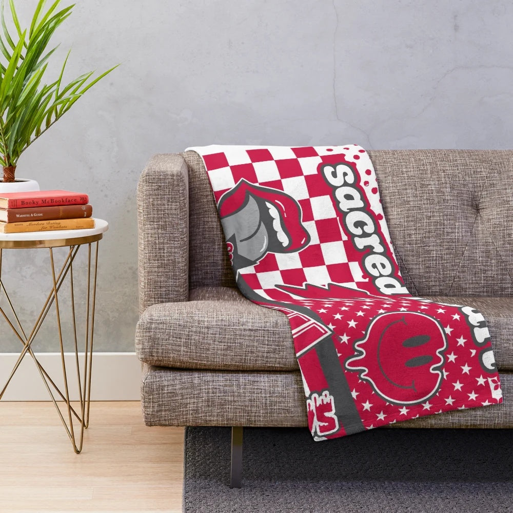 Soft and plush sacred heart design blanket for college dorms and homes
